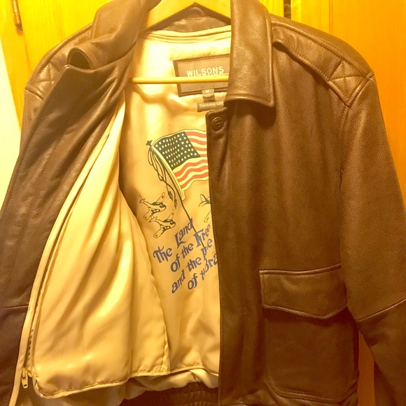 Wilson's Men's Brown Leather Bomber jacket VINTAGE - Picture 3 of 10